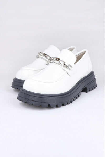 Loafer Efecto Piel Cadena Delantera HUESO