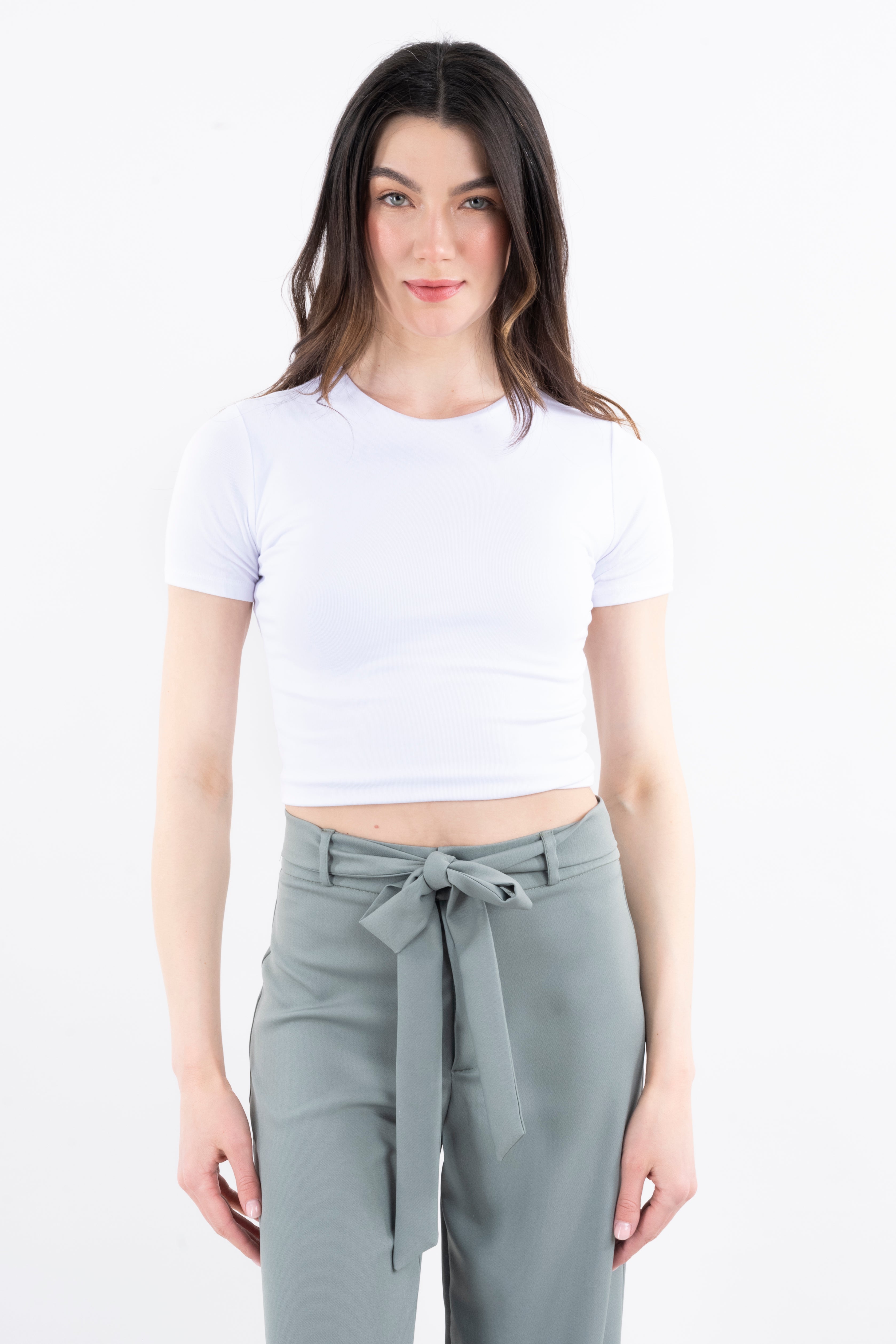 Top básico tejido doble liso BLANCO