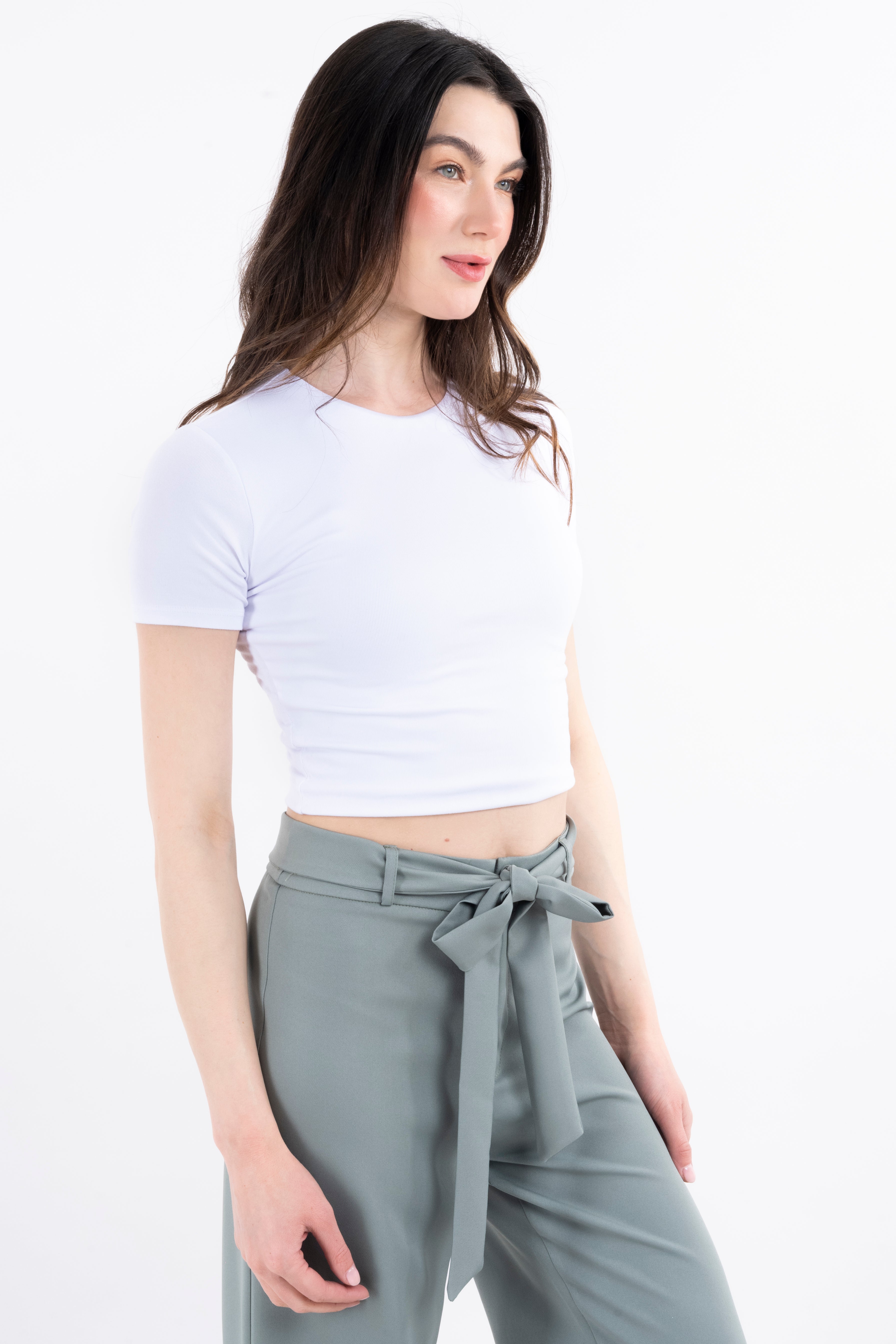 Top básico tejido doble liso BLANCO
