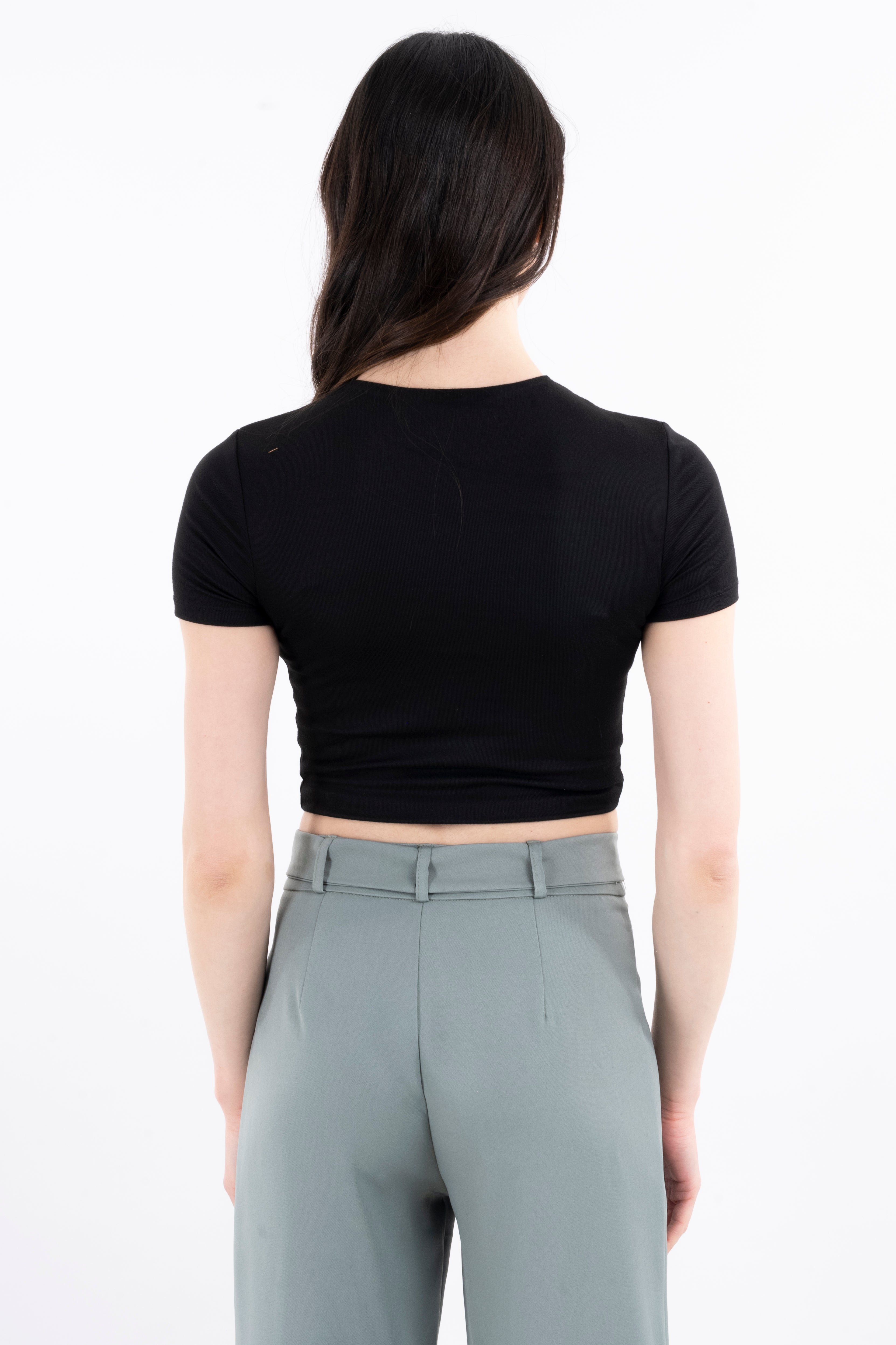 Top básico tejido doble liso NEGRO