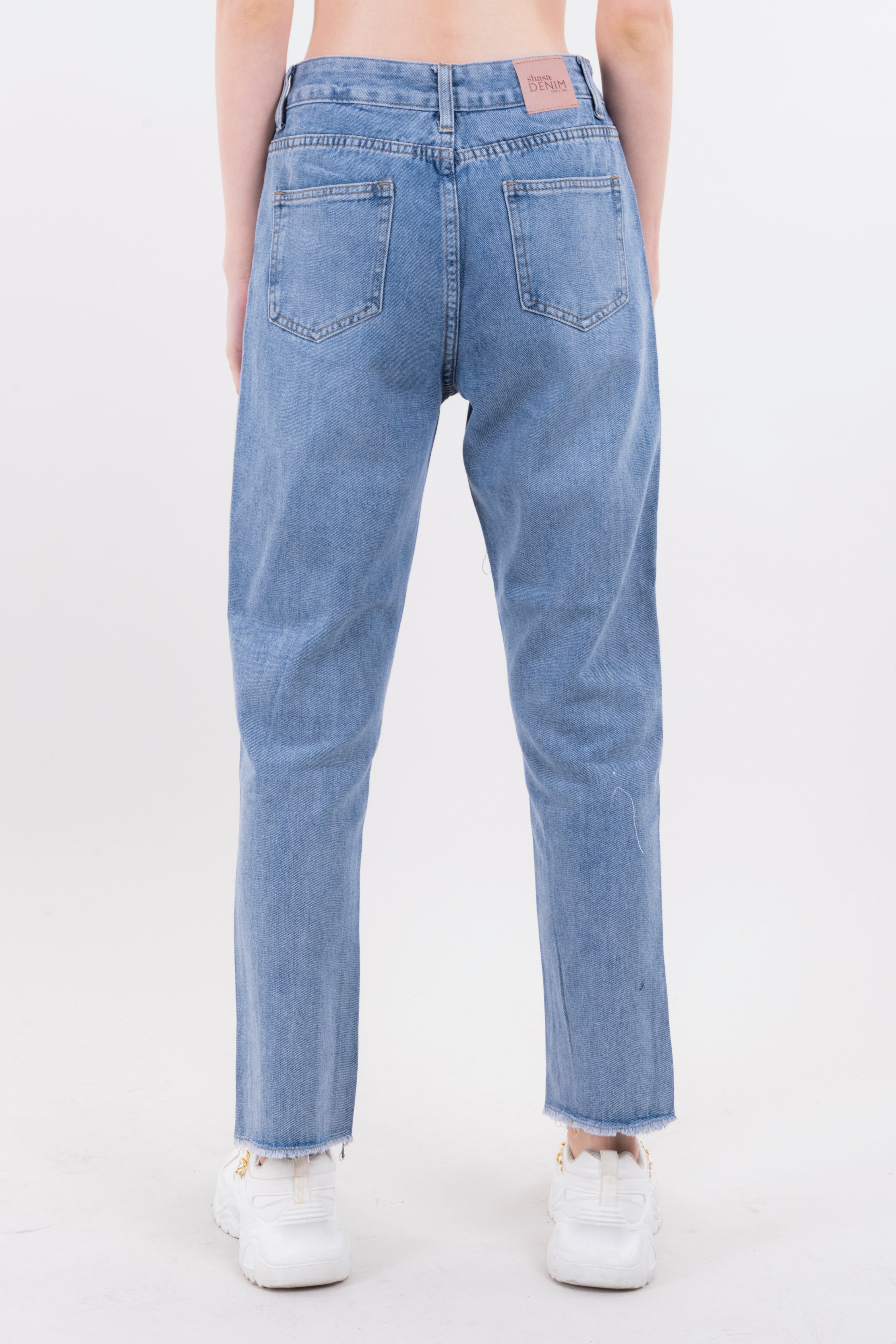 Jeans mom detalle brillos MEDIUM WASH