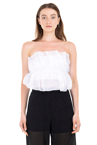 Top Fruncido Organza BLANCO