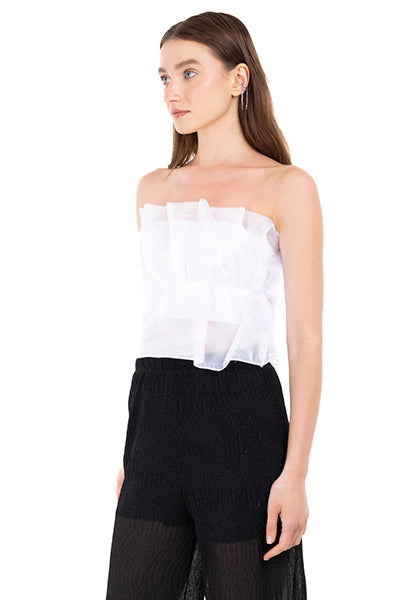 Top Fruncido Organza BLANCO