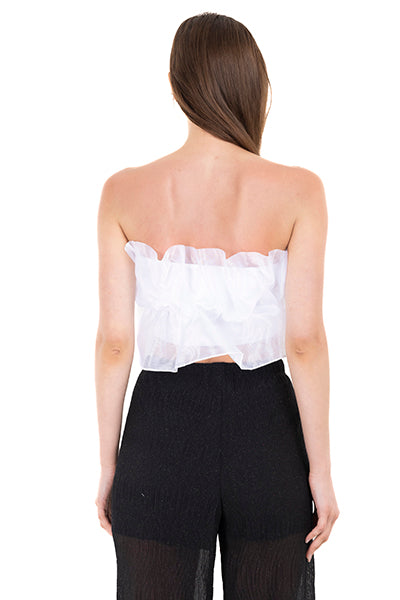 Top Fruncido Organza BLANCO