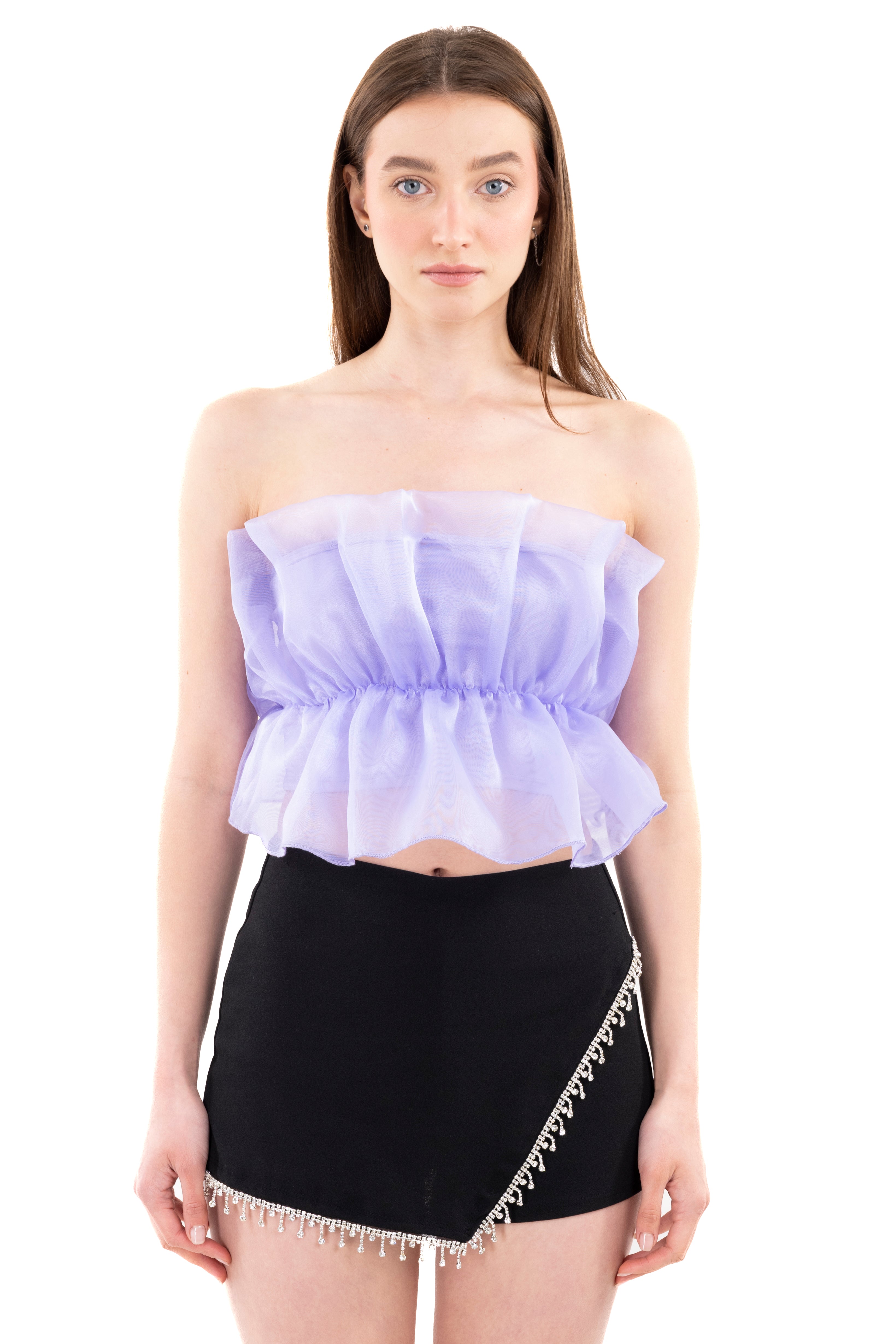 Top Fruncido Organza LILA