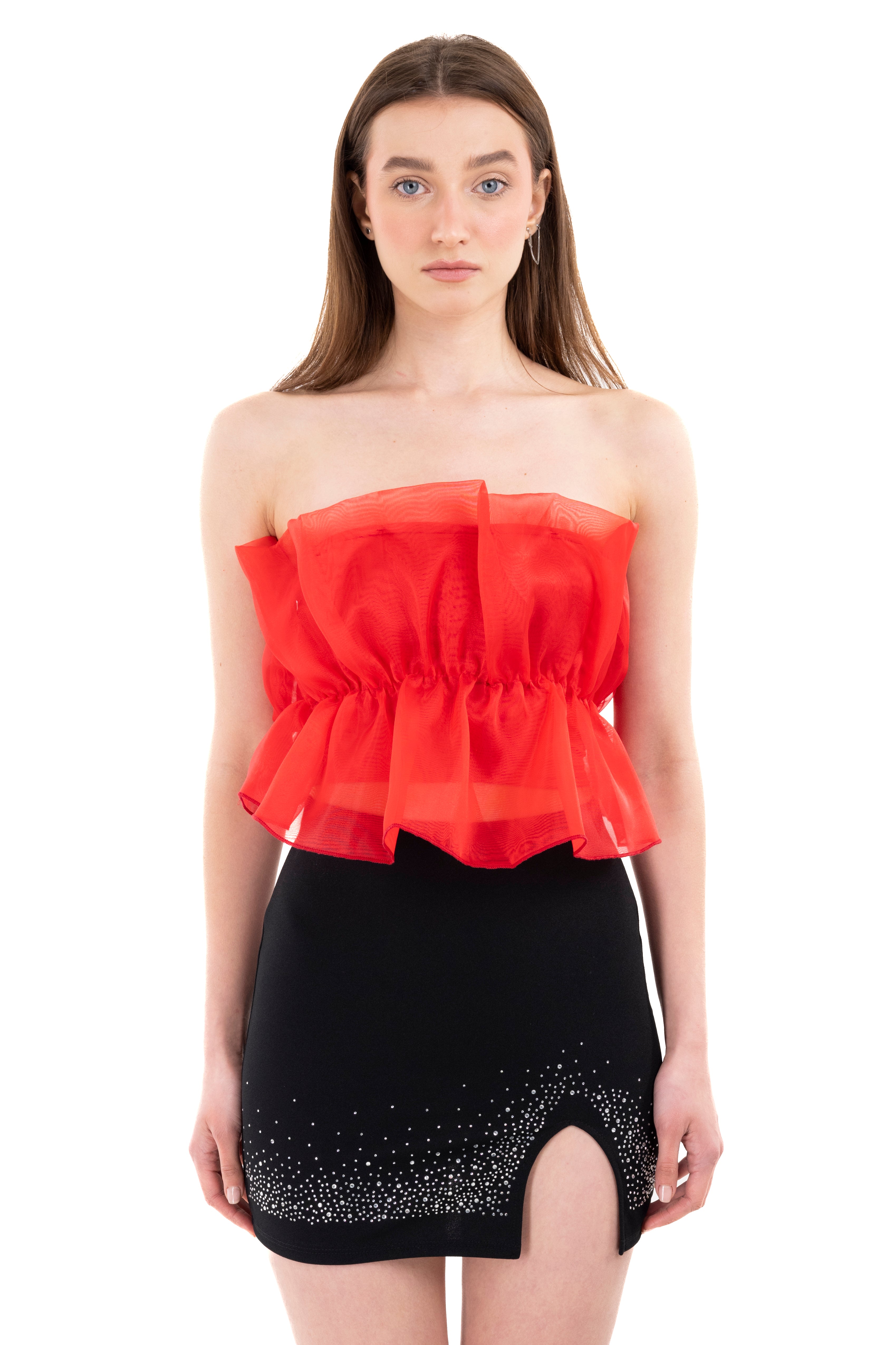 Top Fruncido Organza ROJO
