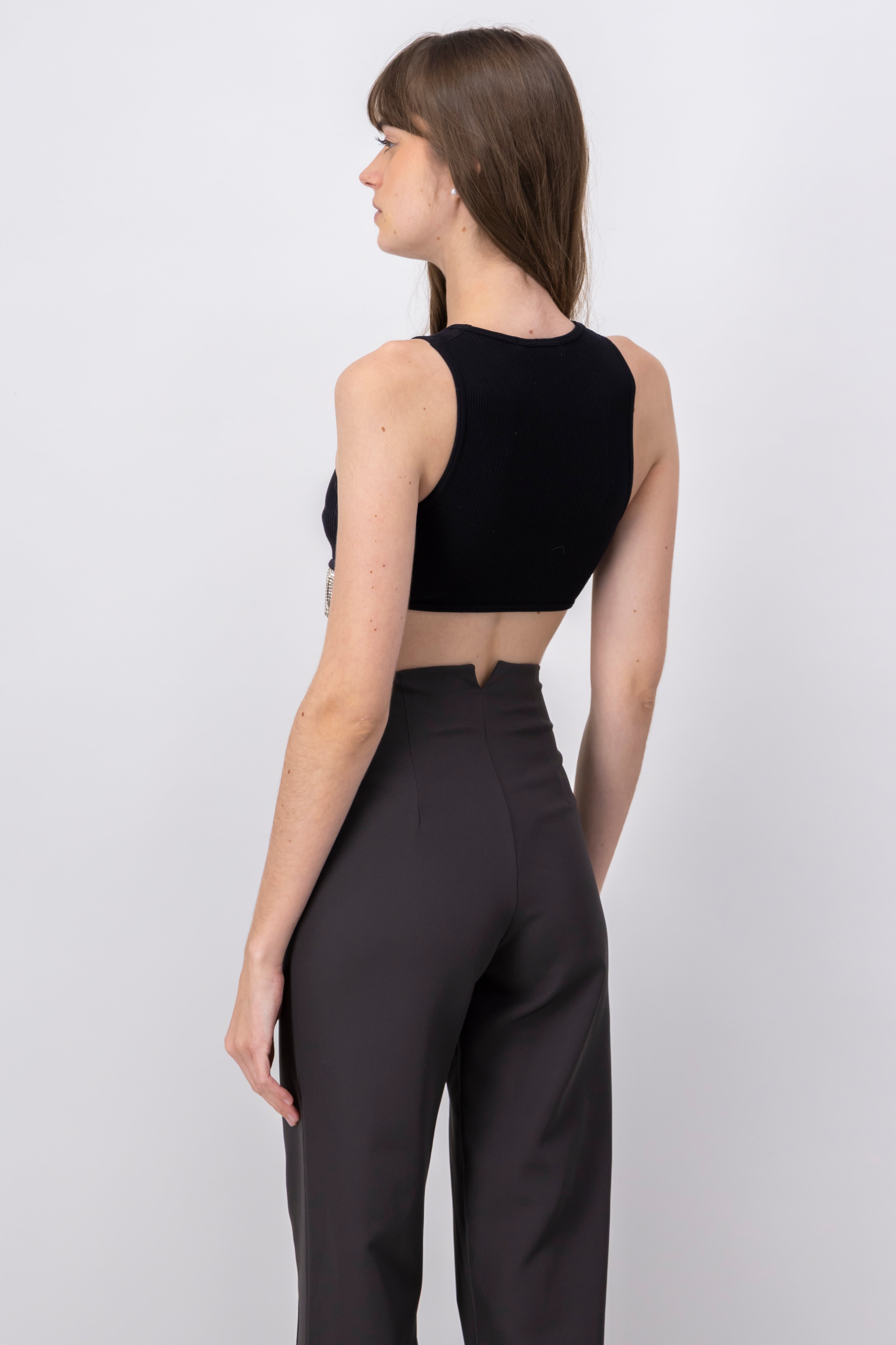 Top tank rib flecos brillos NEGRO