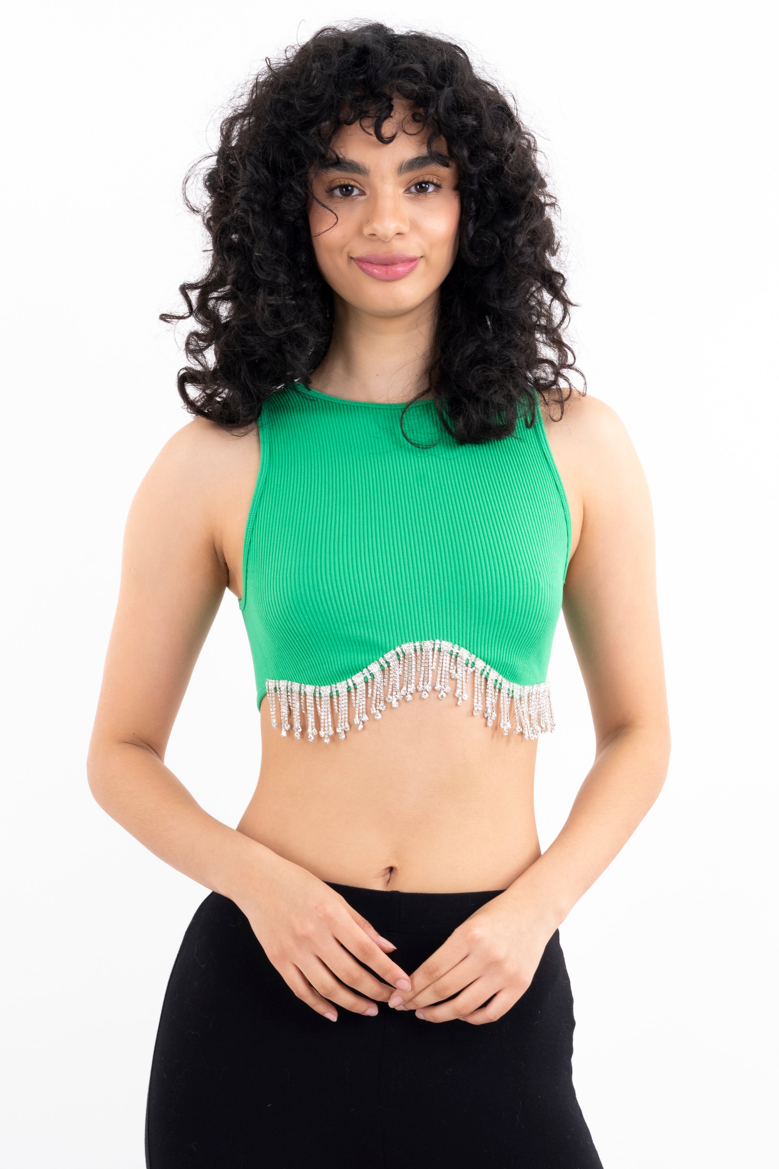 Top tank rib flecos brillos VERDE