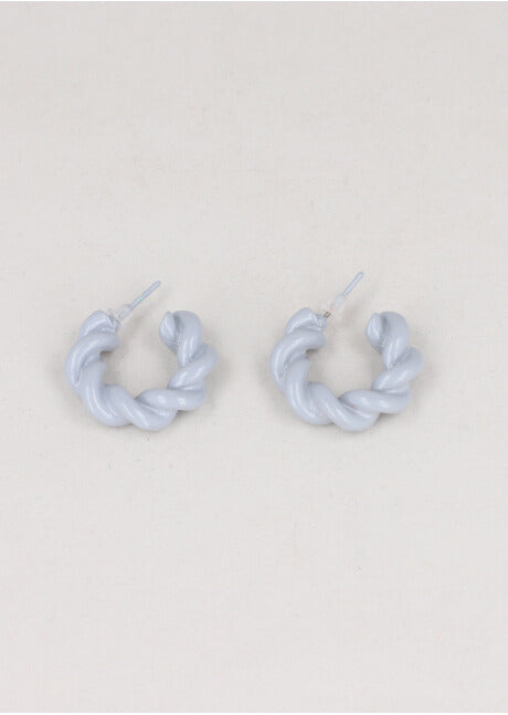 Aretes Aro Abierto Trenzado GRIS