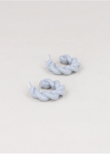 Aretes Aro Abierto Trenzado GRIS