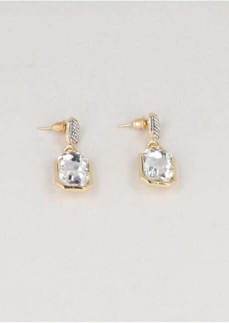 Aretes Cuadro Cristal TRANSPARENTE