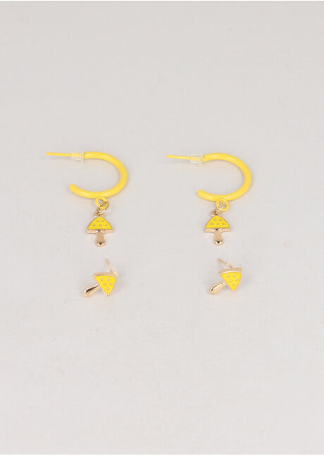 Set 2 Pares Aretes Honguito AMARILLO