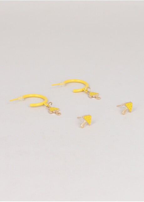 Set 2 Pares Aretes Honguito AMARILLO