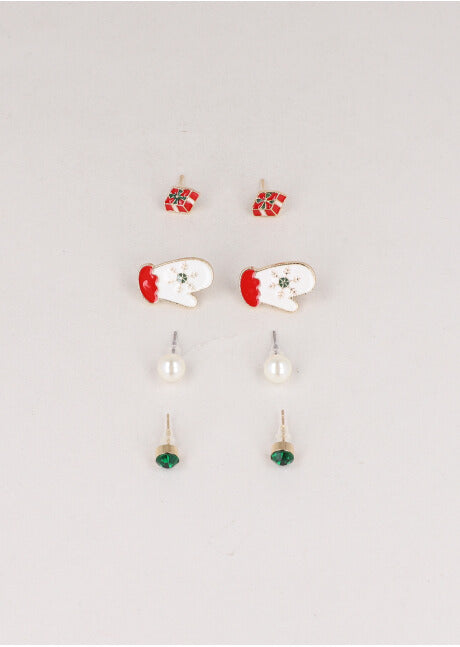 4 Pr Aretes Santa ROJO