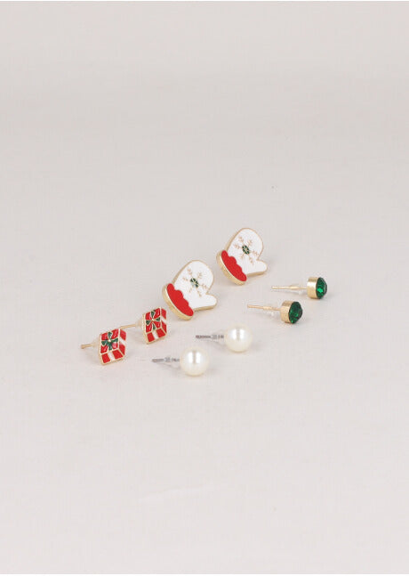 4 Pr Aretes Santa ROJO