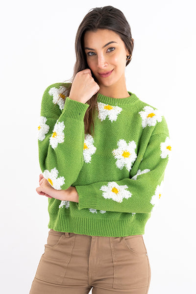 Suéter Estampado Flores VERDE COMBO