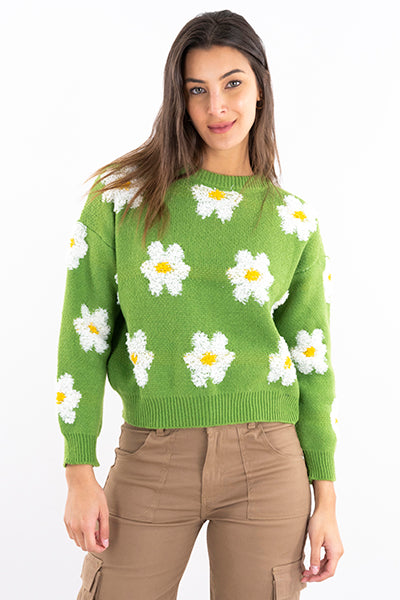 Suéter Estampado Flores VERDE COMBO