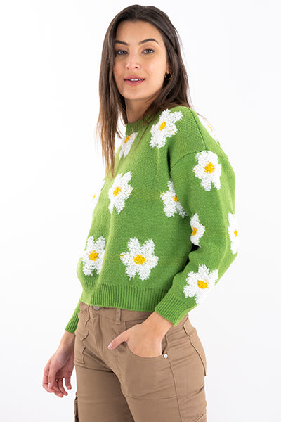 Suéter Estampado Flores VERDE COMBO
