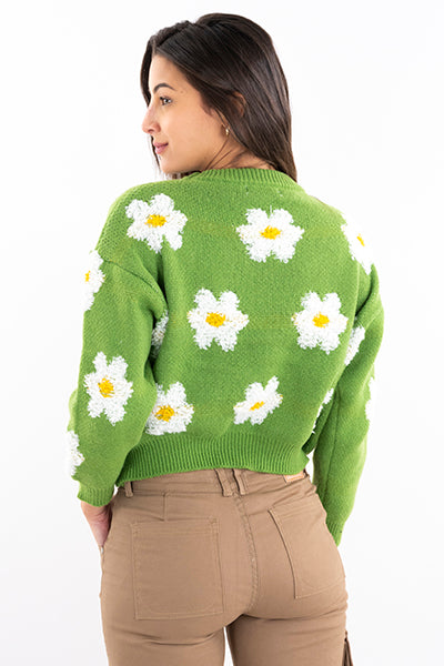 Suéter Estampado Flores VERDE COMBO