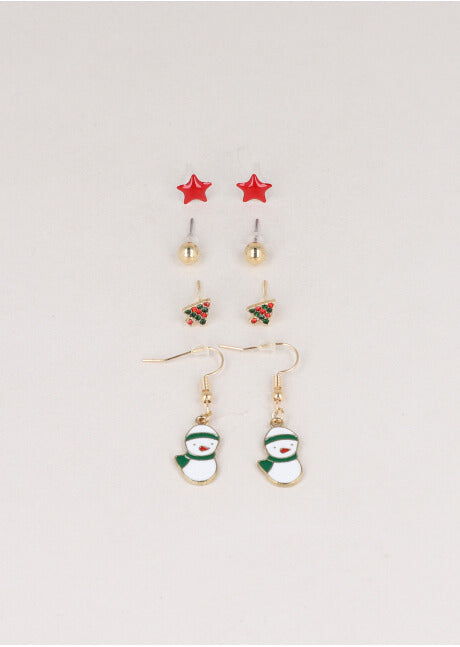 4 Pr Aretes Navideños BLANCO