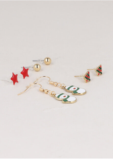 4 Pr Aretes Navideños BLANCO