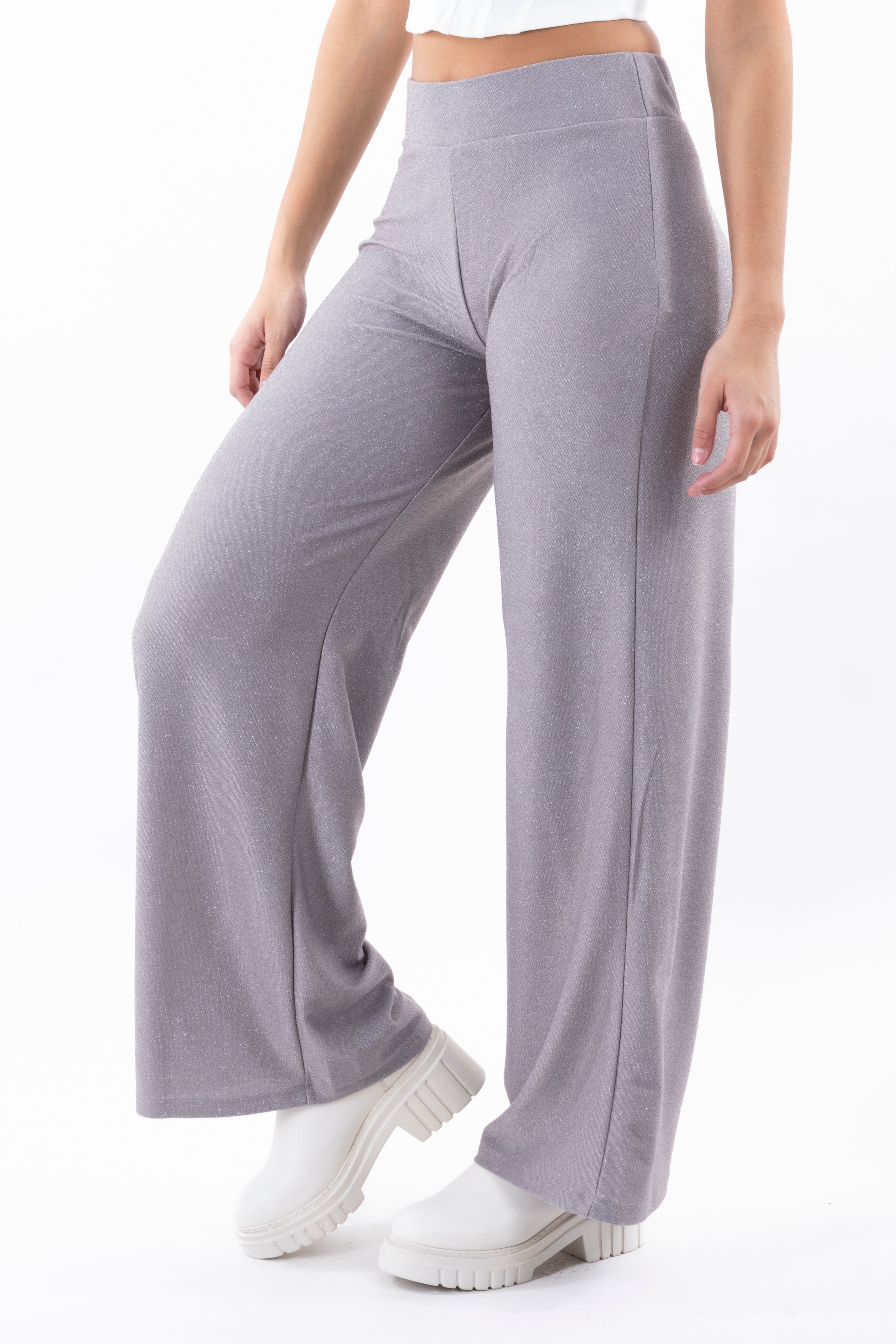 Pantalón amplio  lúrex GRIS