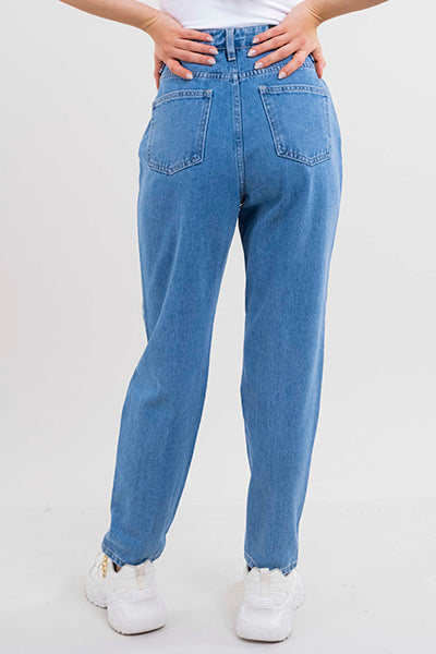 Jeans aplicación brillos cintura alta MEDIUM WASH