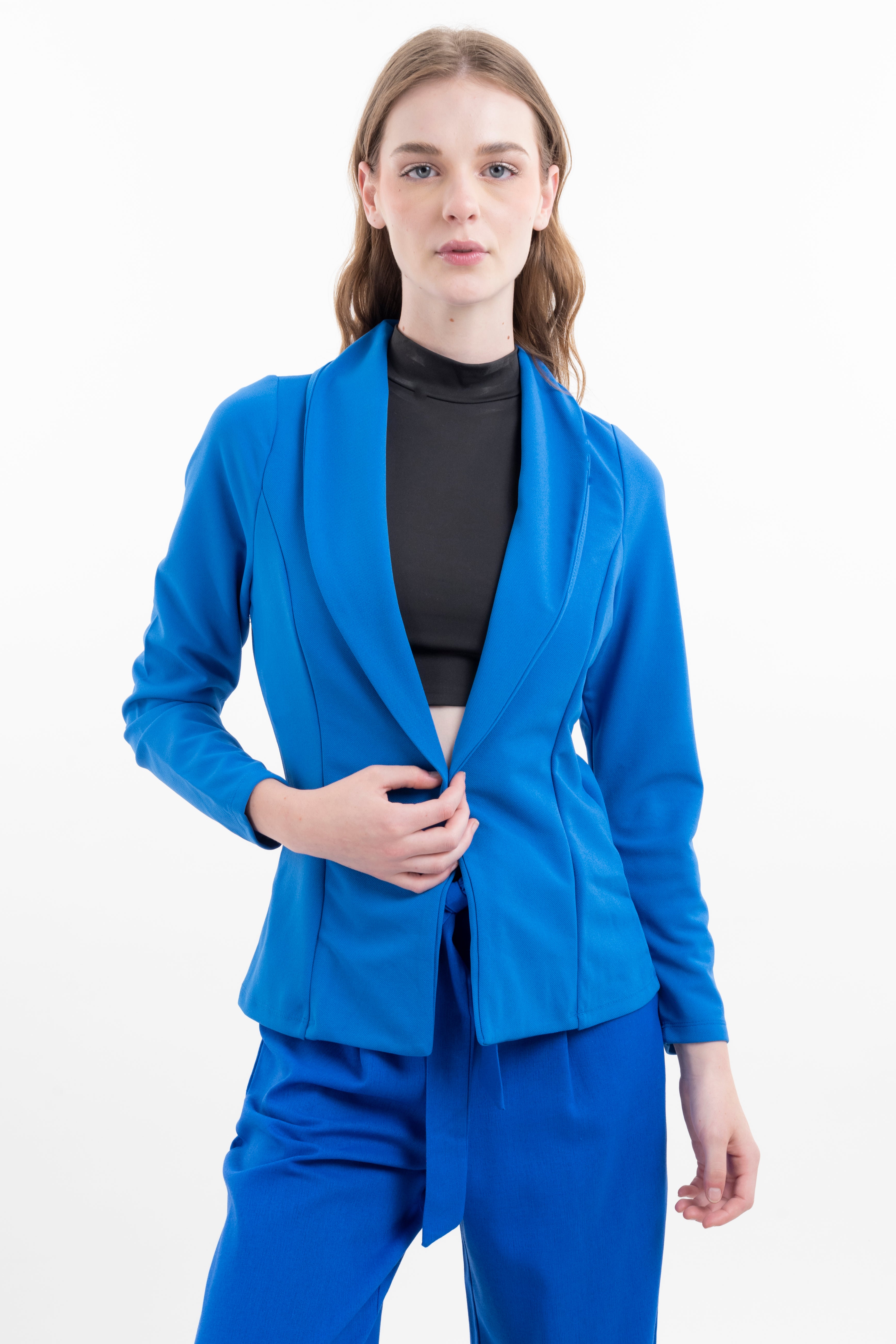 Saco liso cuello solapa AZUL BRILLANTE