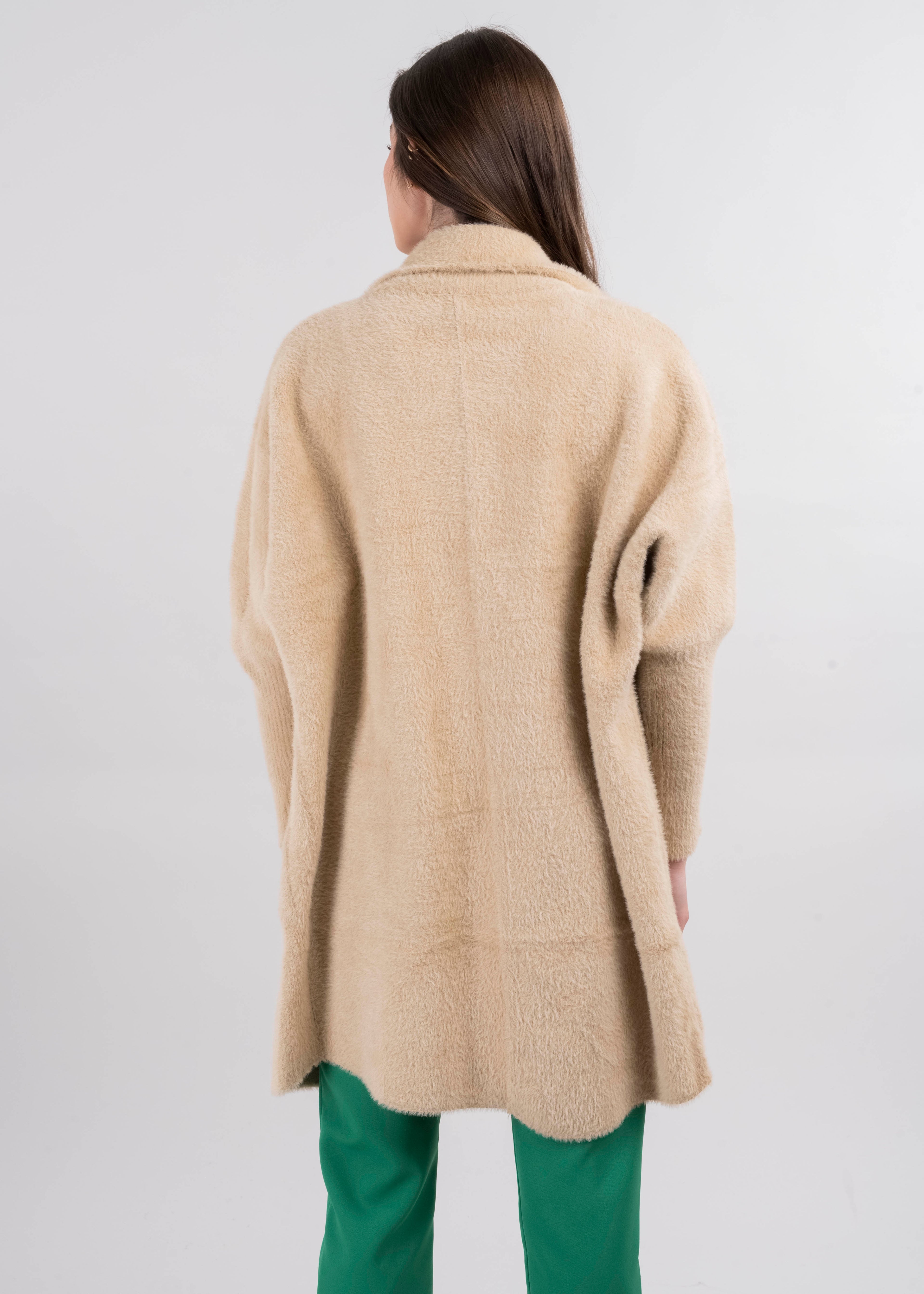 Abrigo peluche bolso maxi BEIGE