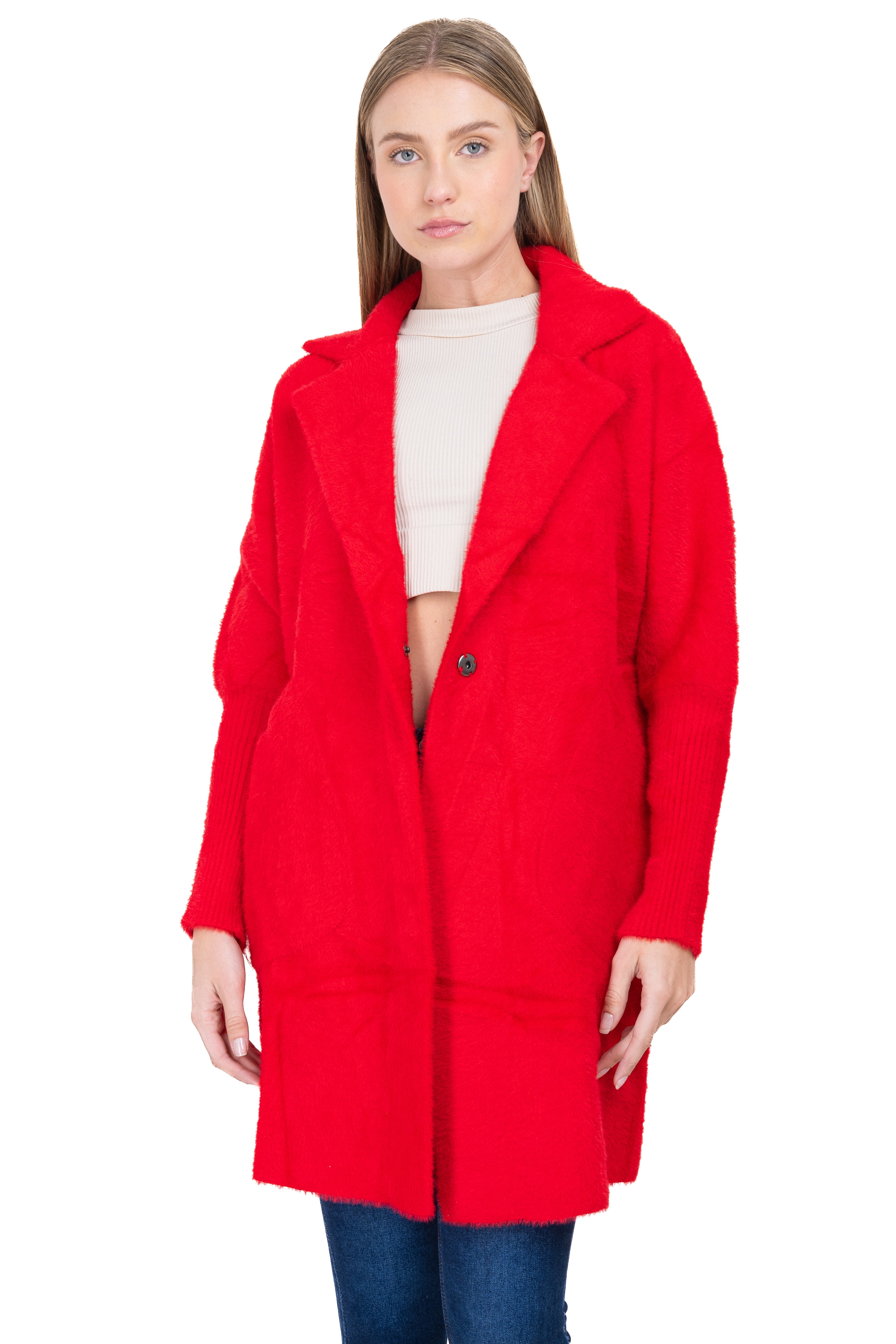 Abrigo peluche bolso maxi ROJO