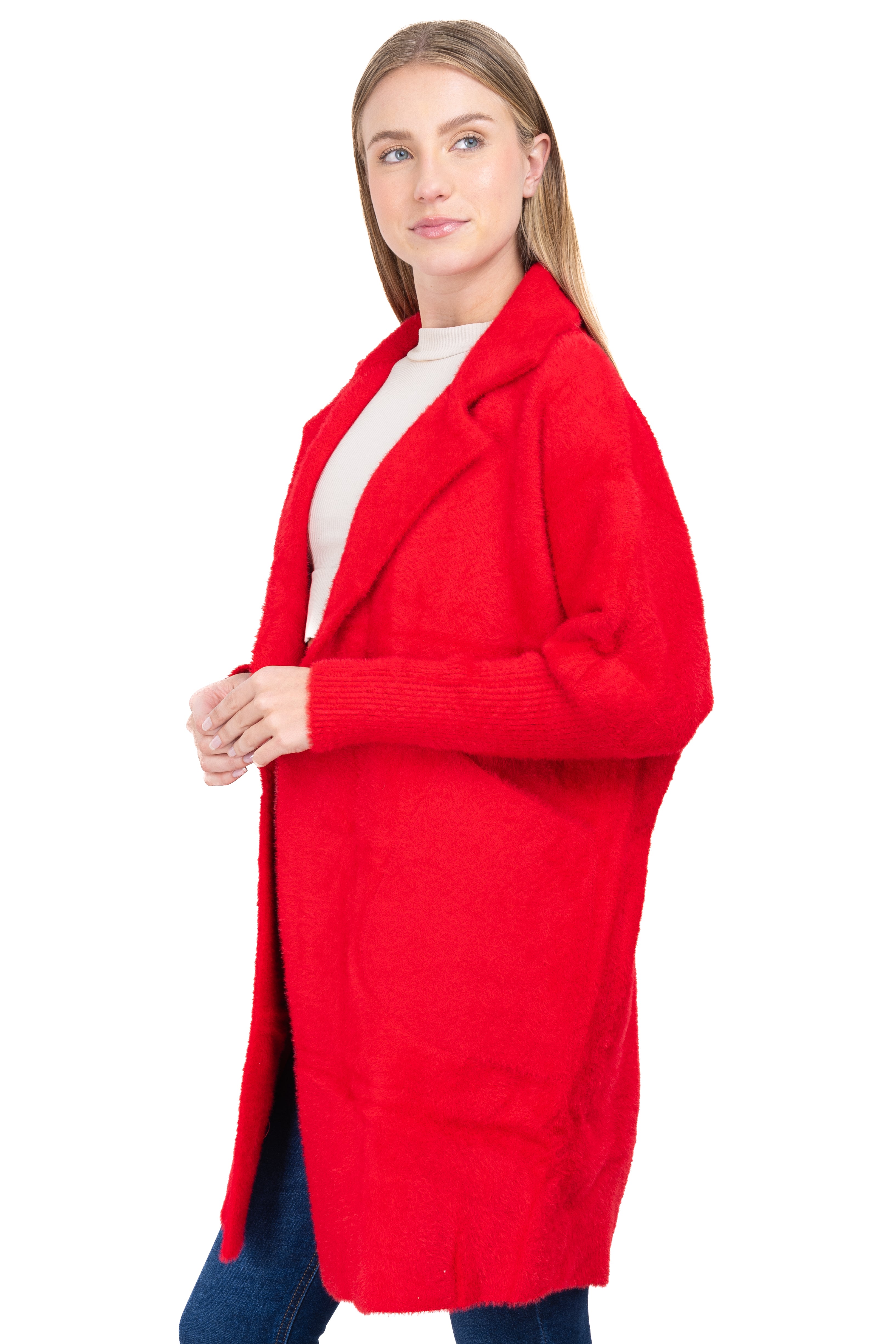 Abrigo peluche bolso maxi ROJO
