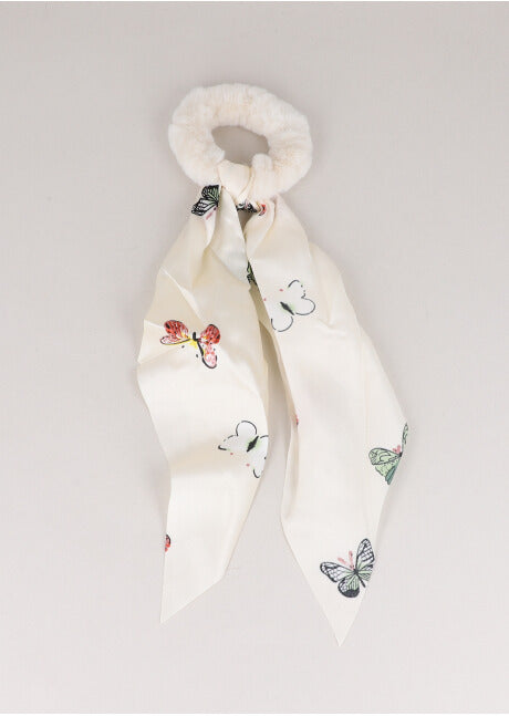 Scrunchie Peluche Mariposas BLANCO