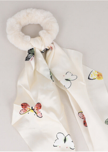 Scrunchie Peluche Mariposas BLANCO