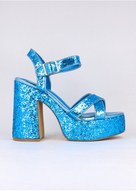 Tacón plataforma glitter AZUL