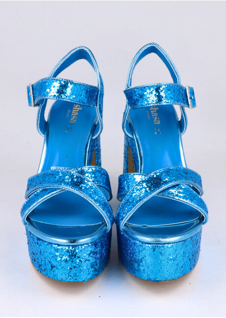 Tacón plataforma glitter AZUL