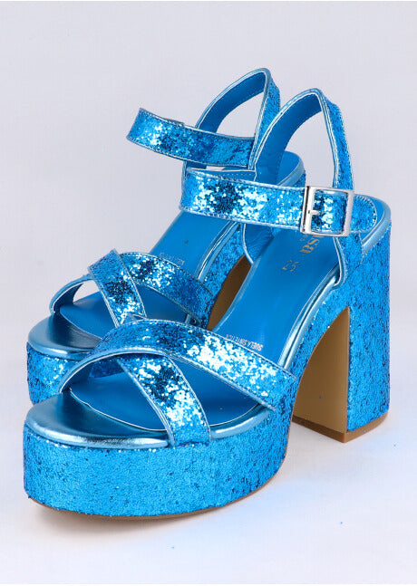 Tacón plataforma glitter AZUL