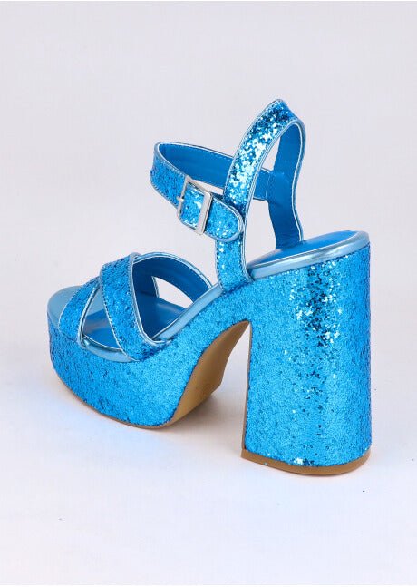 Tacón plataforma glitter AZUL