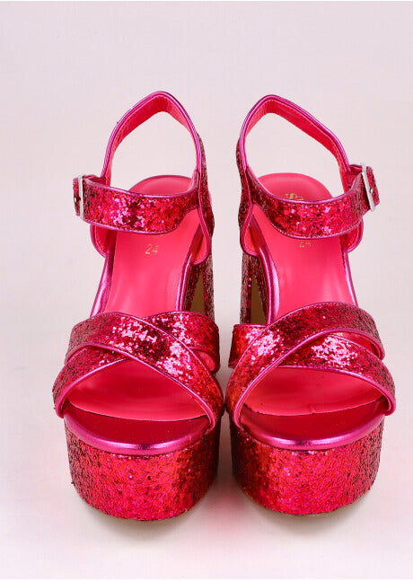 Tacón plataforma glitter ROSA