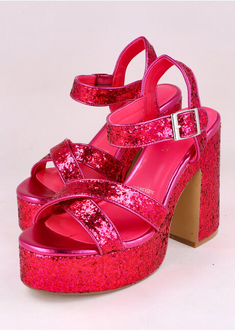 Tacón plataforma glitter ROSA