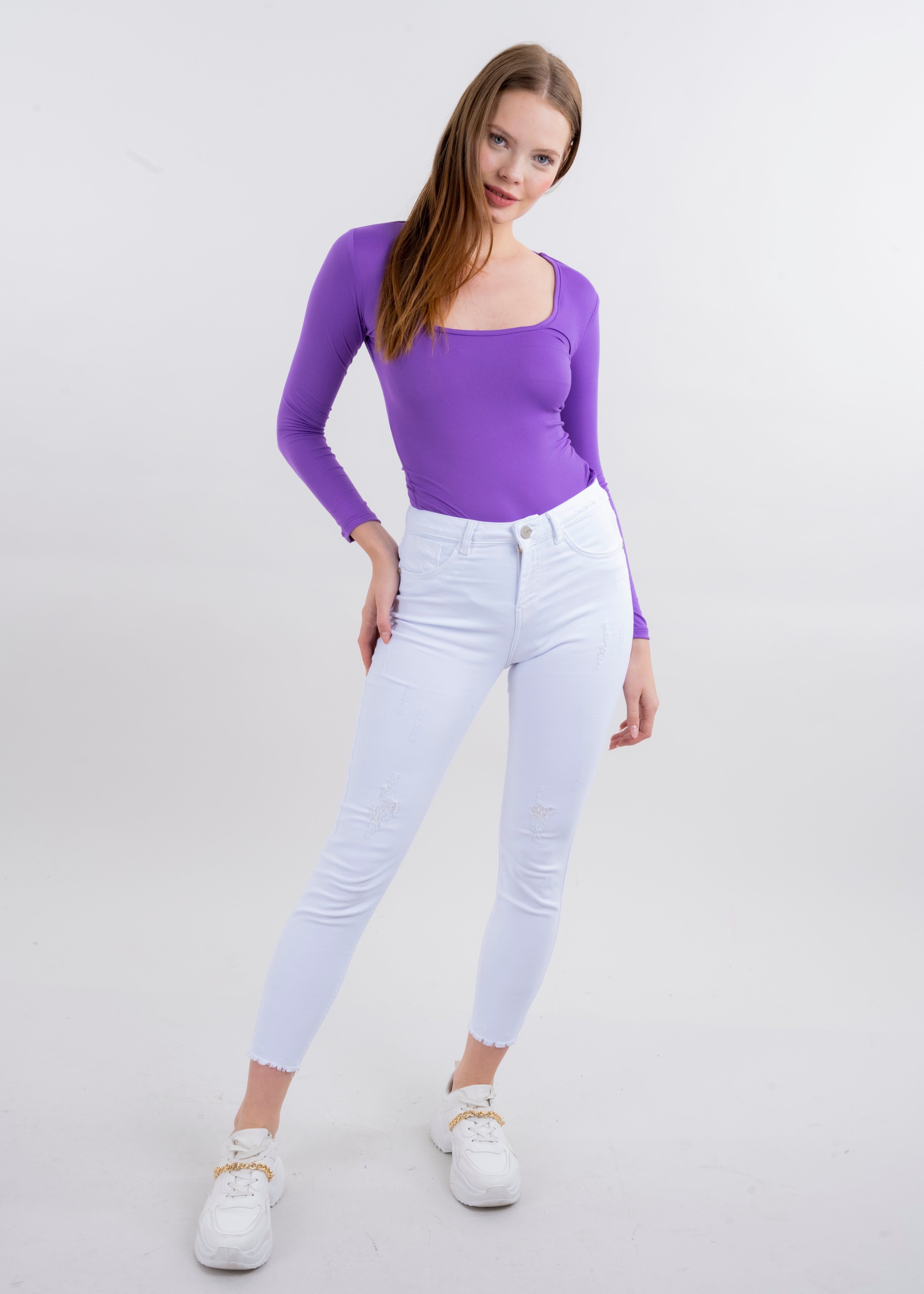 Jeans skinny destrucciones BLANCO