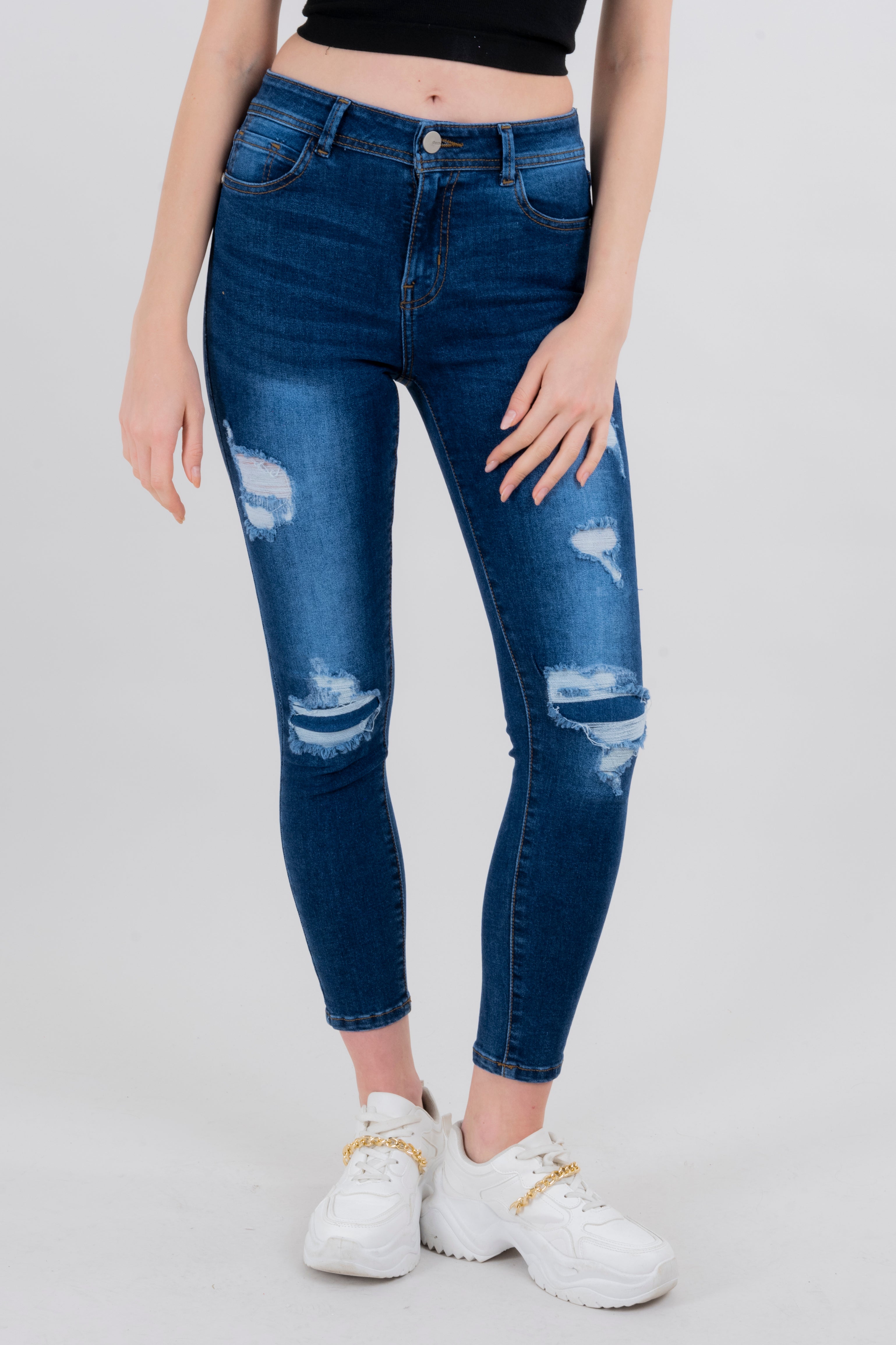 Jeans skinny destrucción DARK WASH