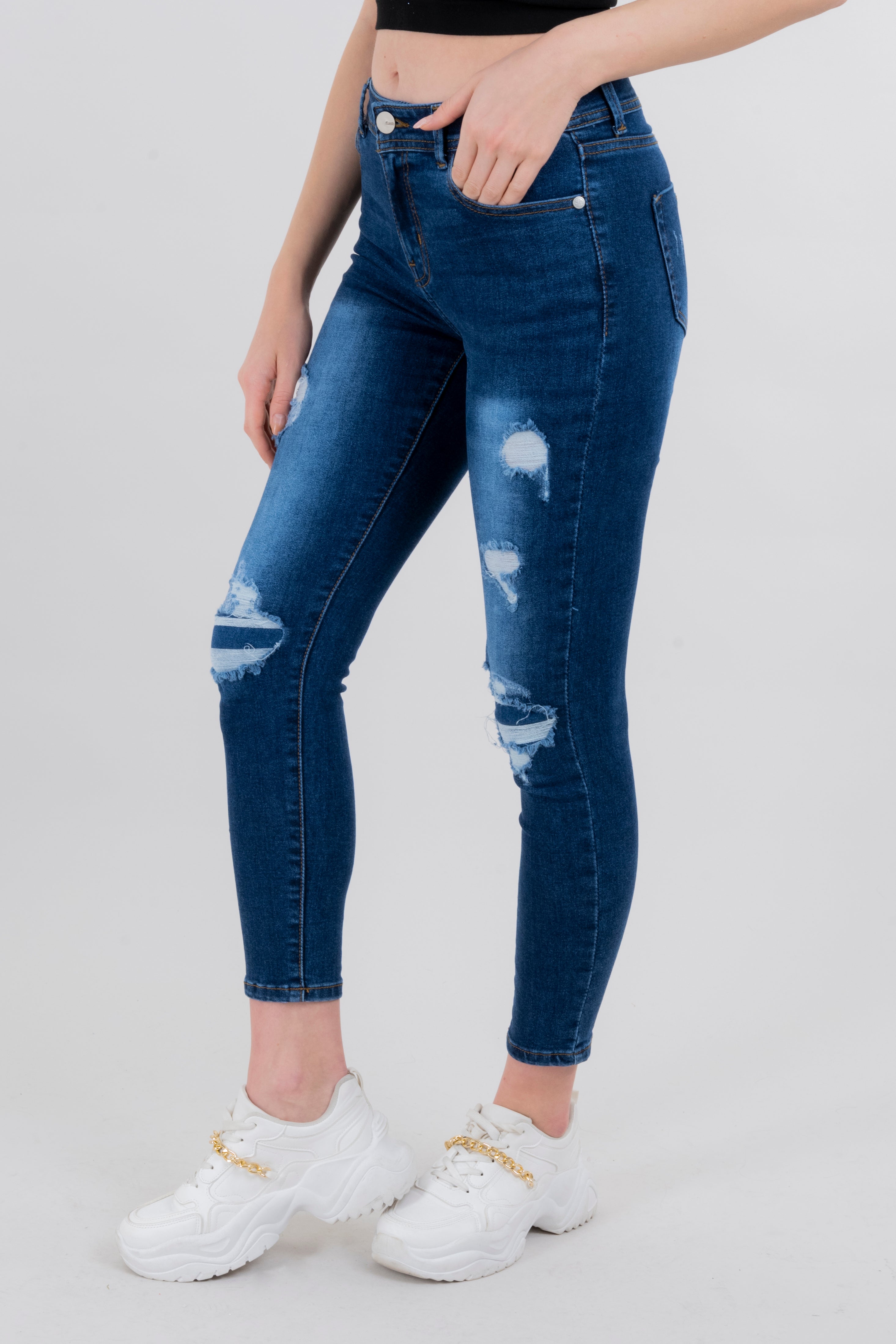 Jeans skinny destrucción DARK WASH
