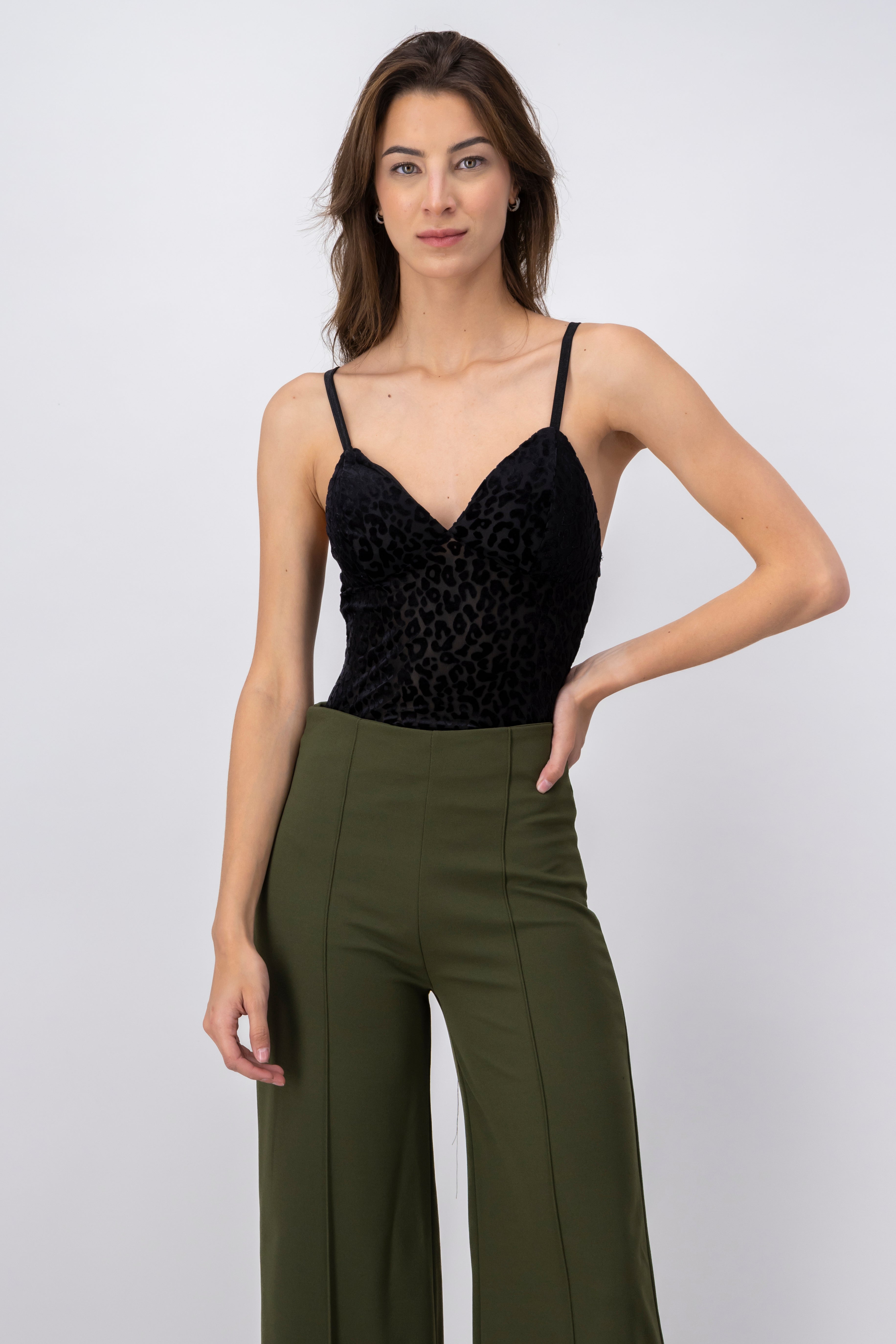 Bodysuit animal print terciopelo NEGRO
