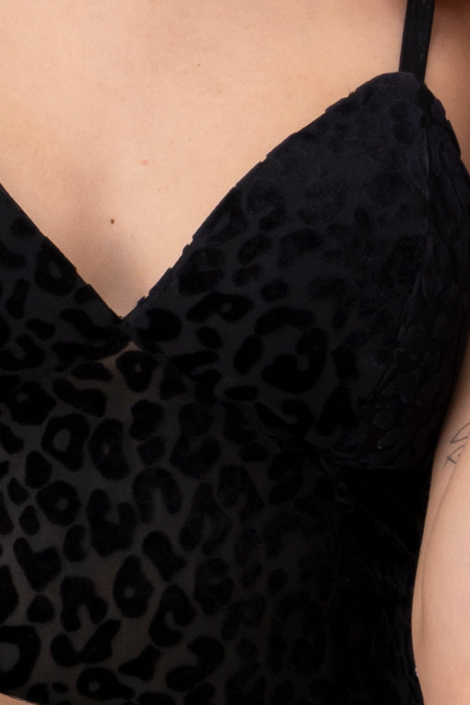 Bodysuit animal print terciopelo NEGRO