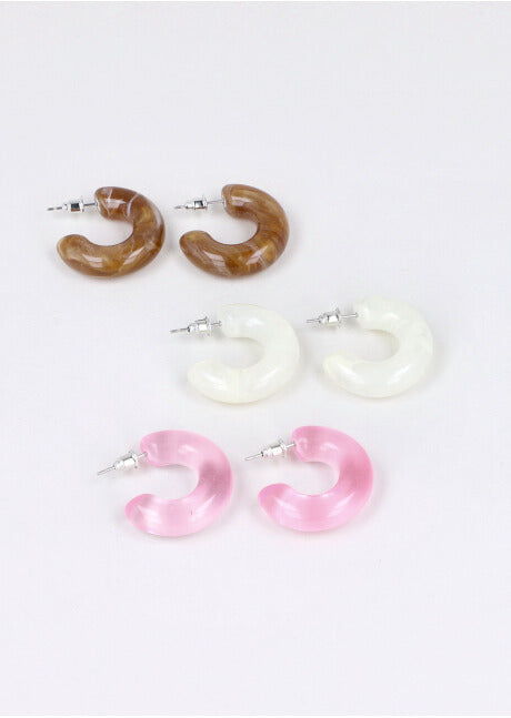 3 Pares Arracadas Color Carey ROSA