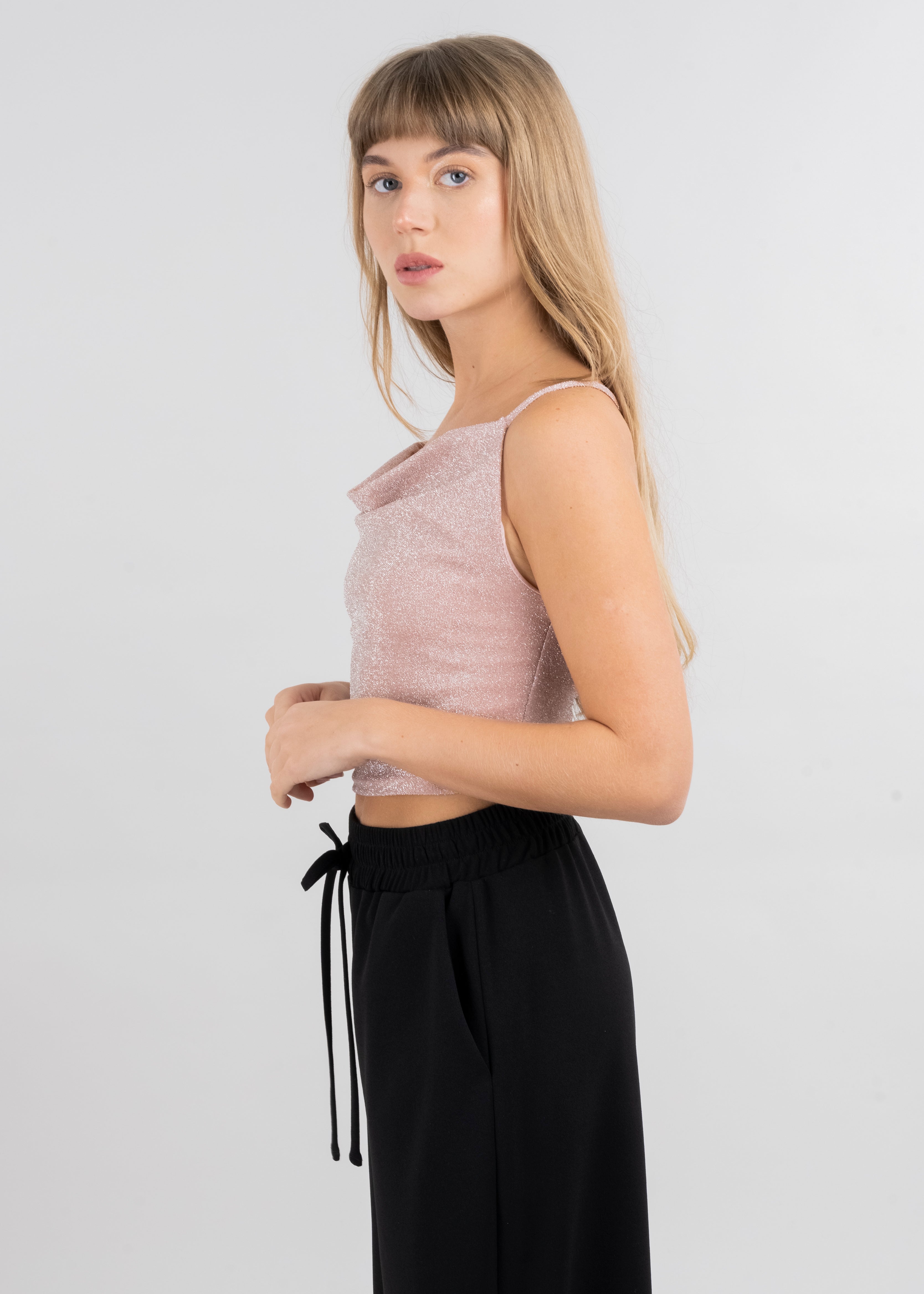 Top tirantes cruzados lurex ROSA