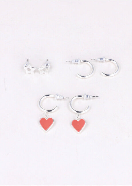 3 Pr Aretes Arracadas Corazon PLATA