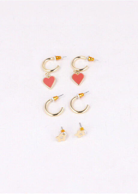 3 Pr Aretes Arracadas Corazon