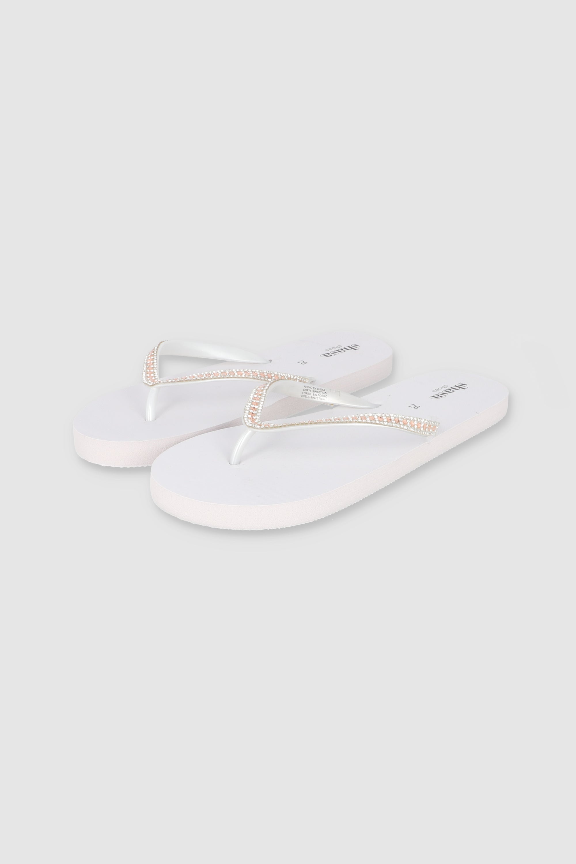 Flip Flop Cintas Brillos BLANCO