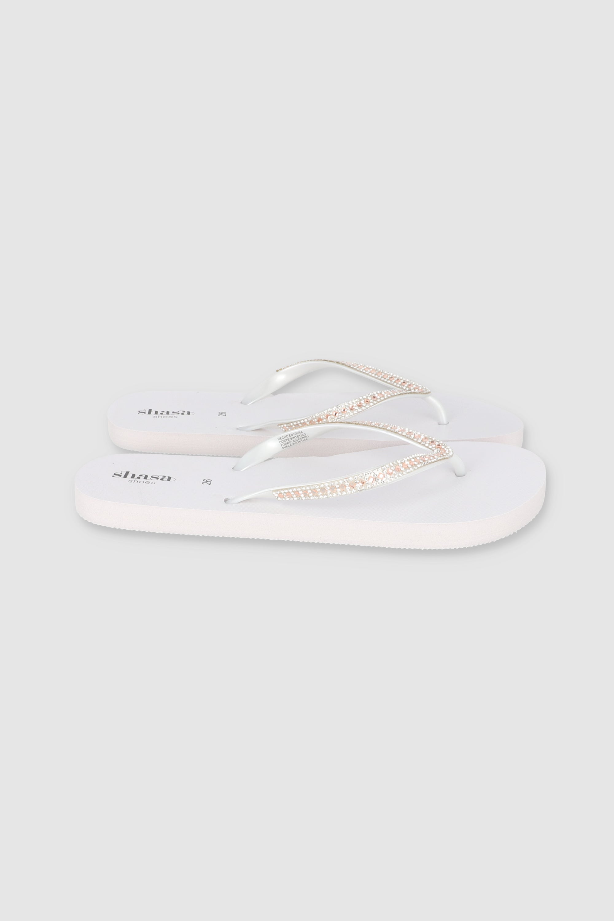 Flip Flop Cintas Brillos BLANCO